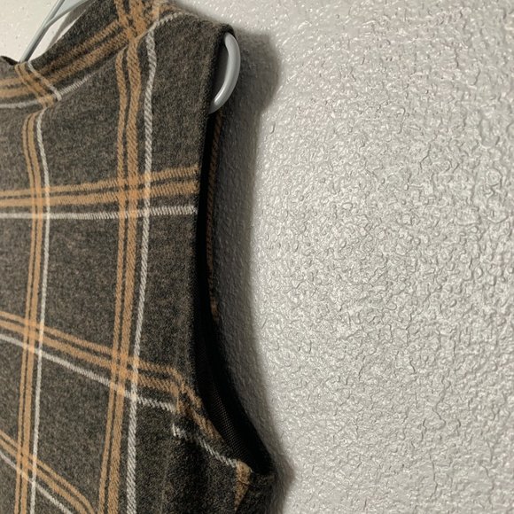 EUC, Renee C. Women's Lg Brown Plaid Pullover, Made In USA, Poly-Spandex, Soft. - Picture 5 of 7